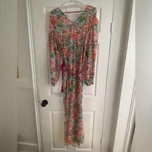 America & Beyond sheer tropical dress